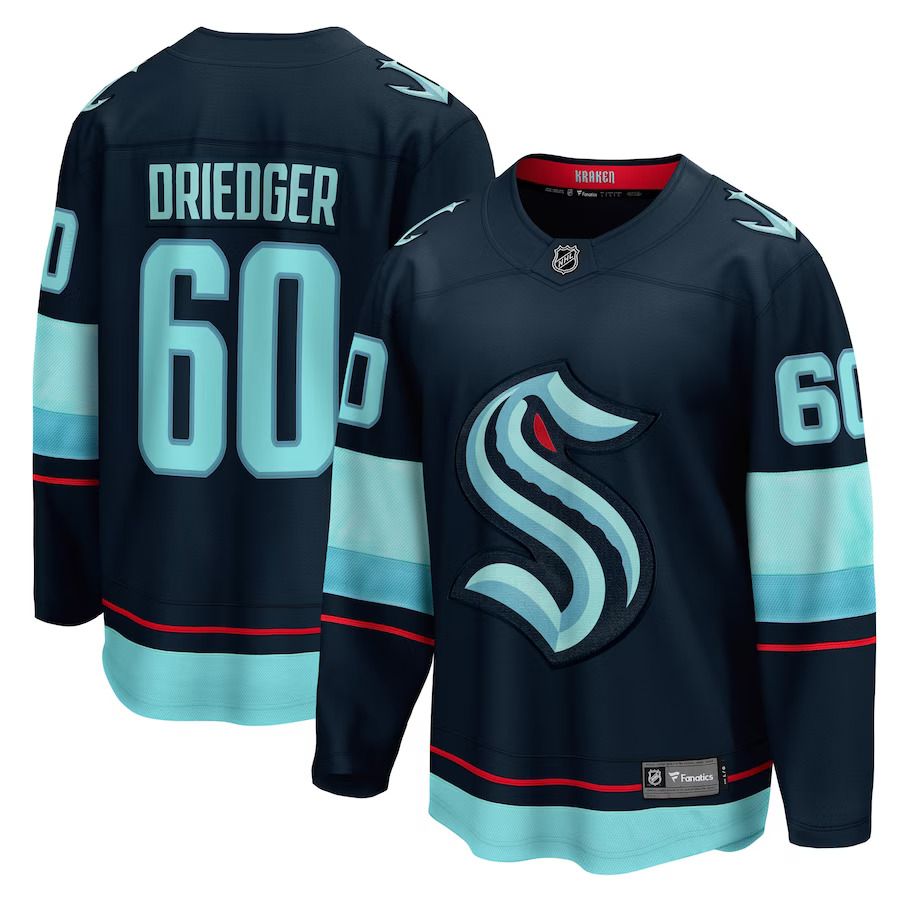 Men Seattle Kraken #60 Chris Driedger Fanatics Branded Deep Sea Blue Home Breakaway Player NHL Jersey
